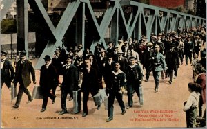 Vtg German Mobilization Reservists On Way Railroad Station Berlin WWI Postcard