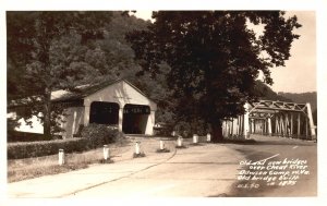 Vintage Postcard Real Photo Old & New Bridges Over Cheat River Camp Dawson WV