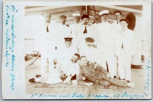 RPPC Crew of the SS Prinzregent Dutch East-Africa Line Feb 1910 Postcard K4