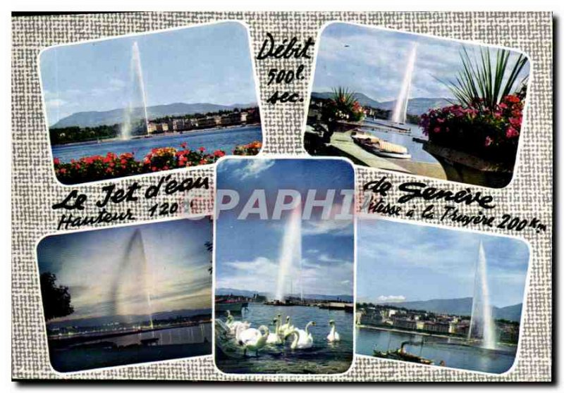 Modern Postcard The water jet Geneva