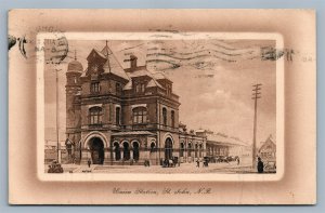 ST.JOHN NB CANADA RAILWAY STATION ANTIQUE POSTCARD RAILROAD DEPOT