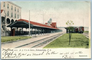 SCHENECTADY NY RAILROAD STATION RAILWAY TRAIN DEPOT ANTIQUE POSTCARD