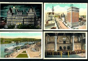 N.Y.67 Albany 4 pcs. State Capitol Interior & by Night, Hudson Navigation Dock