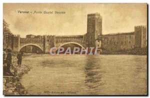 Postcard Old Verona Ponte Vecchio Castel