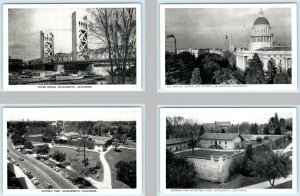 4 Postcards SACRAMENTO, CA ~ Tower Bridge, Sutter's Fort, Capitol ca 1940s