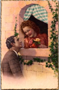 Romantic Victorian Couple Vintage Postcard C001