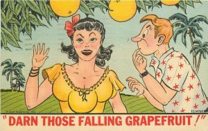 Florida 1954 Grapefruit breast comic humor Postcard artist impression 22-4294 