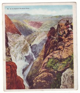 P1523 old unused postcard railroad people overlook depths royal gorge colorado