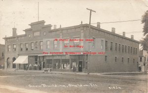 IL, Sheldon, Illinois, RPPC, Snow Building Stores, Post Office, CR Childs