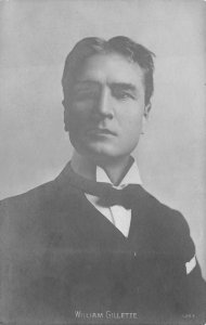 RPPC ACTOR WILLIAM GILLETTE SHERLOCK HOLMES REAL PHOTO POSTCARD (c. 1905)