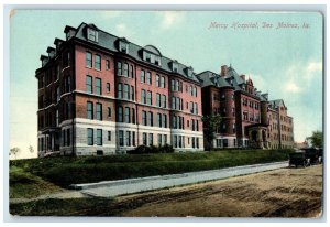 c1910 Exterior View Mercy Hospital Building Des Moines Iowa IA Vintage Postcard