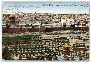 Bird's Eye View Of Jerusalem From The Mount Of Olives Israel Vintage  Postcard 