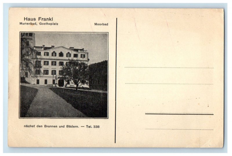 c1940s Haus Frankl Marienbad Goetheplatz Czech Republic Unposted Postcard