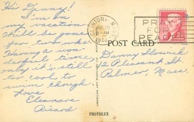 Public Library, Clinton, Massachusetts, 1958 used Postcard