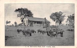 TOPEKA, KS Kansas    CW MERRIAM'S FARM   Cattle~Farm House   1907 B&W Postcard