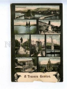 473822 Switzerland Greetings from Geneva with enclosed book multi-views Vintage