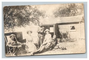 Vintage 1900's RPPC Postcard Family Portrait at Farm Oshkosh Wisconsin