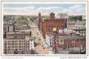 Nebraska Omaha 16th and Farnum Streets Looking West 1915 Curteich