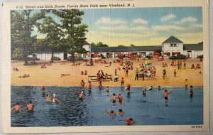 Vintage Postcard 1943 Beach & Bath House Parvin Park Vineland New Jersey NJ