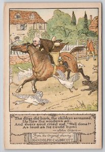 Randolph Caldecott The Dogs Did Bark Children Screamed Man Horse Postcard W23