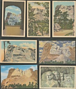 MOUNT RUSHMORE NATIONAL MEMORIAL SOUTH DAKOTA~LOT OF 7 POSTCARDS