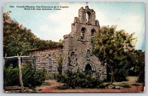 San Antonio Texas~4th Mission De La Espada~Stone Bldg~Bell Campanile~c1910 PC