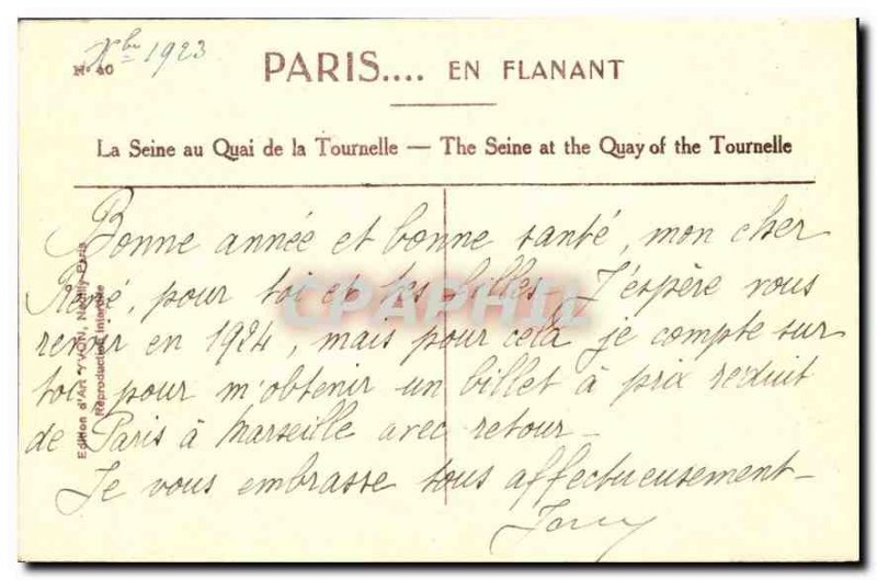 Postcard Old Paris Strolling the Seine at the Quai de la Tournelle
