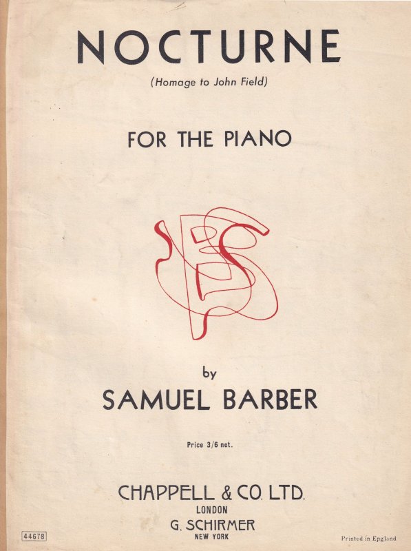 Nocturne For The Piano Samuel Barber Olde Sheet Music