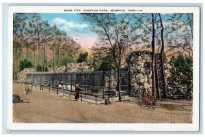 1940 View Of Bear Pits Overton Park Zoo Memphis Tennessee TN Vintage Postcard 