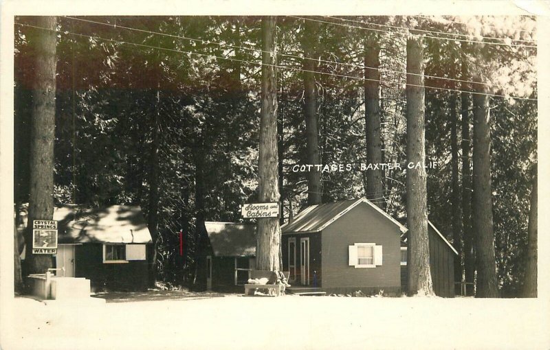 Postcard RPPC 1940s US 50 California Baxter Roadside Cabins Cottages 23-8361