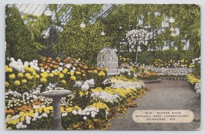 Linen~Mum Flower Show Mitchell Park Conservatory Milwaukee WI~Vintage Postcard