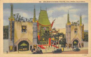 Grauman's Chinese Theatre Theater Hollywood California 1936 linen postcard