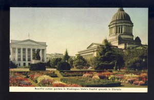 Olympia, Washington/WA Postcard, Beautiful Sunken Gardens, State Capitol