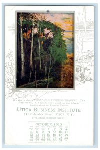 1913 Utica Business Institute School Art NY Calendar Advertising Postcard 