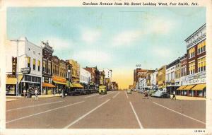 Fort Smith Arkansas Garrison Ave Street Scene Vintage Postcard K52914