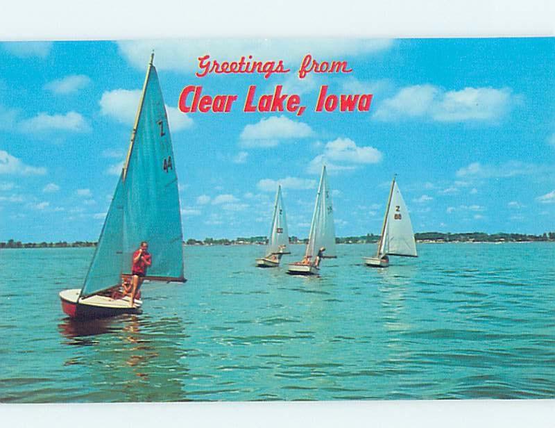 Unused Pre-1980 SAILBOATS ON LAKE Clear Lake Iowa IA F3022