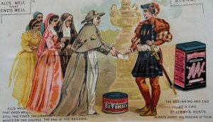 1880s Shakespeare Play, Libby, Mcneill & Libby Canned Meats Trade Card F7