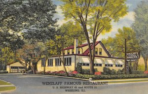 Wenzlaff Famous Restaurant US 45 Route 21 Wheeling Illinois linen postcard