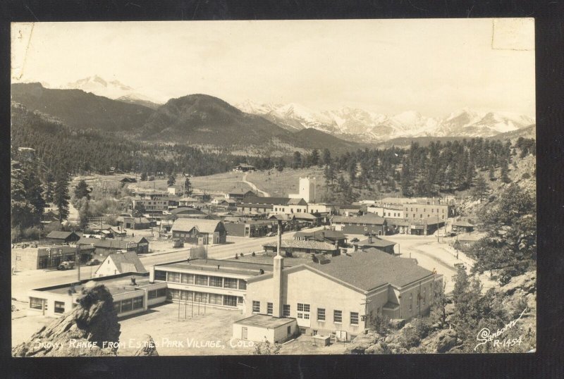 RPPC ESTES PARK VILLAGE COLORADO DOWNTOWN BIRDSEYE VIEW REAL PHOTO POSTCARD