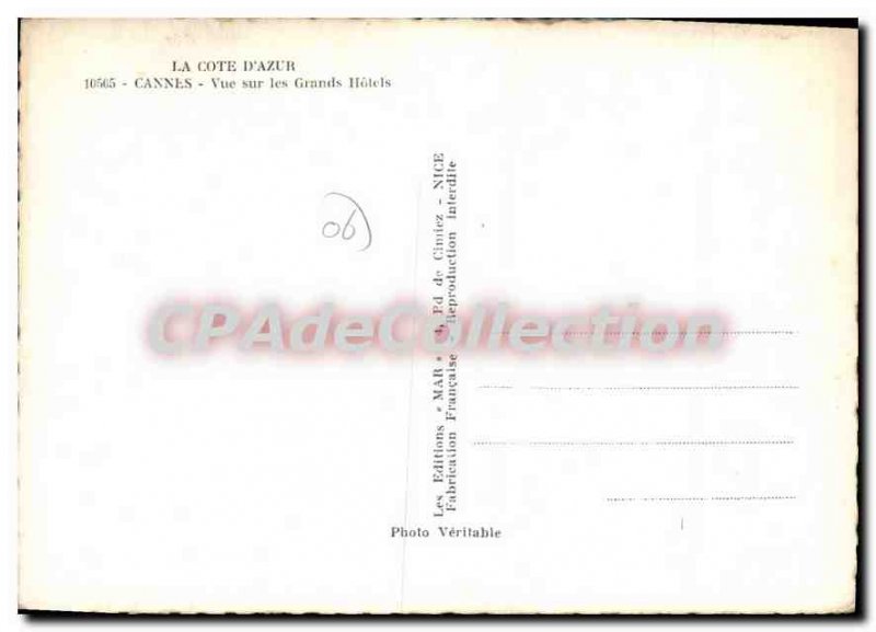 Modern Postcard Cannes Riviera View Grand Hotel