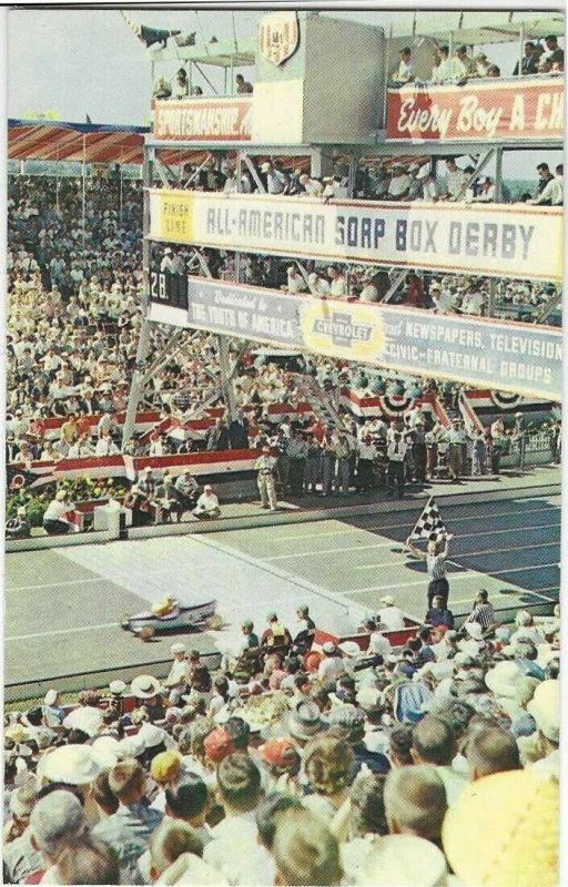 Vintage Postcard, Soap box Derby downs, Akron, Ohio