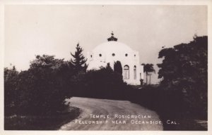 RPPC Real Photo Postcard - Temple, Rosicrucian - Oceanside, California