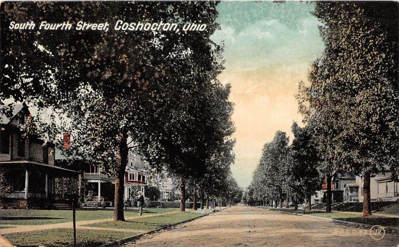 Ohio Postcard 1909 COSHOCTON South Fourth Street Homes