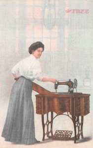 FREE SEWING MACHINE H.J. CROMLY PHONOGRAPHS PIANO ORGAN AD PENNSYLVANIA POSTCARD