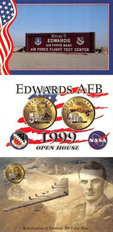 3~4X6 Postcards CA California  EDWARDS AIR FORCE BASE  Sign & 1999 Open House