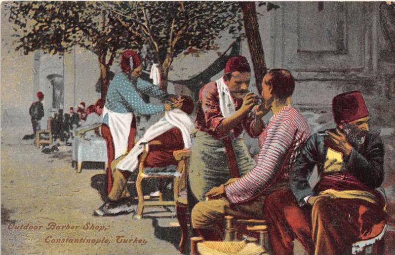 Turkey  Constantiople,  Outdoor Barber Shop,