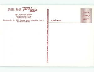 Unused 1950's OLD CARS & TRAVELODGE MOTEL Santa Rosa California CA u1070@