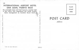 San Juan Puerto Rico 1960s Postcard International Airport Hotel