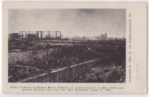 1906 San Francisco Earthquake Disaster Ruins of Market Street District Postcard