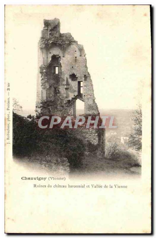 Old Postcard Chauvigny Ruins of Castle Baronial and Vallee de la Vienne
